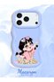 iPhone 17 Pro Compatible Shockproof Simple Blue Silicone Phone Case Cute Girl Pattern - 2