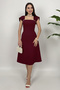 Women's Burgundy Pearl Detailed Midi Event Dress