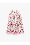 Viscose Fabric Waist-Situated Voluminous Floral Long Flared Skirt - 5