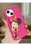iPhone 14 Plus Compatible Shockproof Simple Red Silicone Phone Case Minnie Pattern
