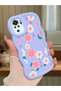 Redmi Note 10 4g Compatible Anti-Knock Simple Blue Silicone Phone Case Cover Flower Pattern