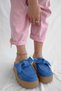 Donatella Blue Suede Bow Detail High Sole Women's Slippers - 7