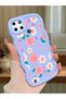 Realme C21Y Compatible Shockproof Simple Blue Silicone Phone Case Cover Flower Pattern