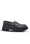 Vintage Genuine Leather Loafer Girls' School Shoes Black Leather