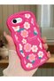 حافظة هاتف من السيليكون الأحمر البسيط المقاوم للصدمات متوافقة مع هاتف iPhone SE 2022 بنمط زهرة