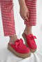 Donatella Red Suede Bow Detail High Sole Women's Slippers
