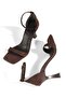 Dark Brown Suede Single Strap Sandals High Heeled Shoes Middle - 4