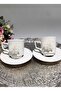 Cream Flower Motif 2-Piece Porcelain Cup Set - 3