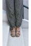 Lunella Double Gold Buckle Detailed Women's Slippers Genuine Leather Daily Vision Suede - 2