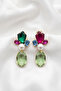 Full Crystal Stone Pearl Hanging Earrings 5 Cm. - 2