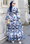 Patterned Hijab Jessica Dress B593 Navy Blue - 3