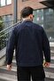 Men's Navy Blue Garni Collar Sports Canvas Coat - 4