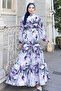 Patterned Hijab Jessica Dress B593 Purple - 3