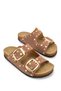 Maia Alba Women's Double Buckle Slippers 0012604 Tan