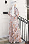 Patterned Hijab Jessica Dress B590 Beige - 5