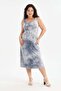Women's Gray Batik Painted Strappy Plus Size Dress - 3