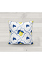 Mediterranean Series: Velvet Throw Pillow with Sapphire Blue Cage Pattern and Vibrant Lemon Detail 43X43 cm