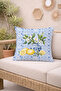 Mediterranean Breeze, Blue and White Tile and Lemon Patterned Velvet Cushion Cover (43X43 cm) - 4