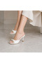 Women's Patent Leather Thin Heeled Slippers with Gold Detail, Stylish Evening Dress Slippers - 2
