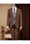 Italian Style Men's Double-Sided Jacket Vest Pants Suit Brown T20063-03 - 4