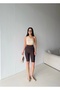 Women's Brown Color High Waist Shaping Shiny Stone Detailed Flexible Capri Leggings - 7