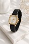 Women's Wristwatch Gold Case Black Leather Cord Vintage Minimal Stylish Elegant Analog Watch 2026 - 2