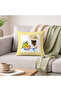 Mediterranean Series: Yellow Striped Modern Woman Patterned Velvet Case with Modern Edge and Lemon in Hand