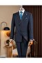 Slim Fit Men's Double-Breasted Pointed Collar Jacket Pants Suit Navy Blue T20097-02