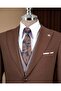 Italian Style Men's Double-Sided Jacket Vest Pants Suit Brown T20063-03 - 2