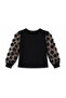 Girl's Black Floral Detailed Tulle Sleeve Badi – Ages 3-14