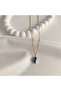 Stainless Steel Double Heart Necklace Set Sapphire Blue and Gold Glitter Non-Tarnish Women's Jewelry Combination - 3