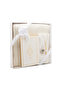 Lined Chenille Prayer Rug + Shawl + Prayer Beads + Zikirmatik + Hafiz Boy Quran Gift Set (White)