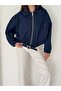 Belted Bat Sleeve Denim Jacket - Navy Blue Navy Blue - 3