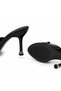 Women's Patent Leather Thin Heeled Slippers with Gold Detail, Stylish Evening Dress Slippers - 5