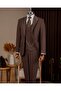 Slim Fit Men's Pointed Collar Striped Jacket Vest Pants Suit Brown T20068-03