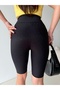 Women's Black Color High Waist Shaping Shiny Stone Detailed Flexible Capri Leggings - 2