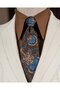 Slim Fit Men's Double-Breasted Pointed Collar Striped Linen Suit Ecru T20100-05 - 4