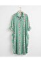 Women's Mint Green Floral Patterned Ruffle Detailed Shirt Dress - 4