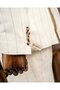 Slim Fit Men's Double-Breasted Pointed Collar Striped Linen Suit Ecru T20100-05 - 7