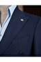 Slim Fit Double-Breasted Peaked Lapel Striped Men's Suit Navy Blue T20062-02 - 3