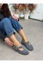 Ice Blue Genuine Leather (Alevo) Low-Cut Cut-Out Gold Adjustable Buckle Detailed Women's Shoes - 3