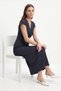 Black V-Neck Buckled Slit Polka Dot Long Dress 261680 - 3
