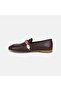 Women's Dark Brown Leather Loafer with Stone Accessories - 3