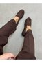 Brown Suede (Barry) Women's Loafer with Saraç Detail and Flat Sole - 6