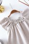 Girl's Linen Floral Detailed Flounce Sleeve Cotton Dress - 5