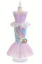 Mermaid Sequined Sequin Fish Dress Costume Light Pink Babbble Hair Set - 4