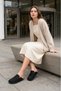 Regensburg Premium Genuine Suede Leather Women's Casual Cork Sole Loafer Slippers - Black - 2