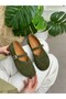 Green Genuine Leather (Roger) V-Cut Women's Shoes - 7