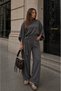 Women's Oversize Bat Sleeve Top & Wide Leg Pants Set - 2