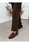 Brown Suede (Barry) Women's Loafer with Saraç Detail and Flat Sole - 2